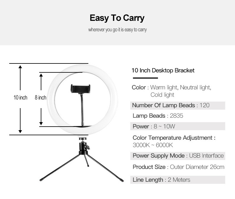 10 inch desktop set fill light For use with live broadcast and video flash