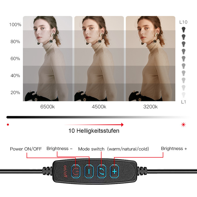 10 inch desktop set fill light For use with live broadcast and video flash