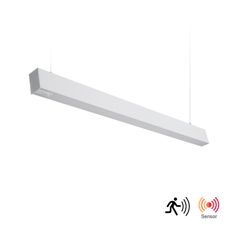 China Factory 2FT 4FT 8FT White Black 0-10V Dimmable Linkable Suspended Ceiling Led Linear Pendant Light Bar Fixture For Office