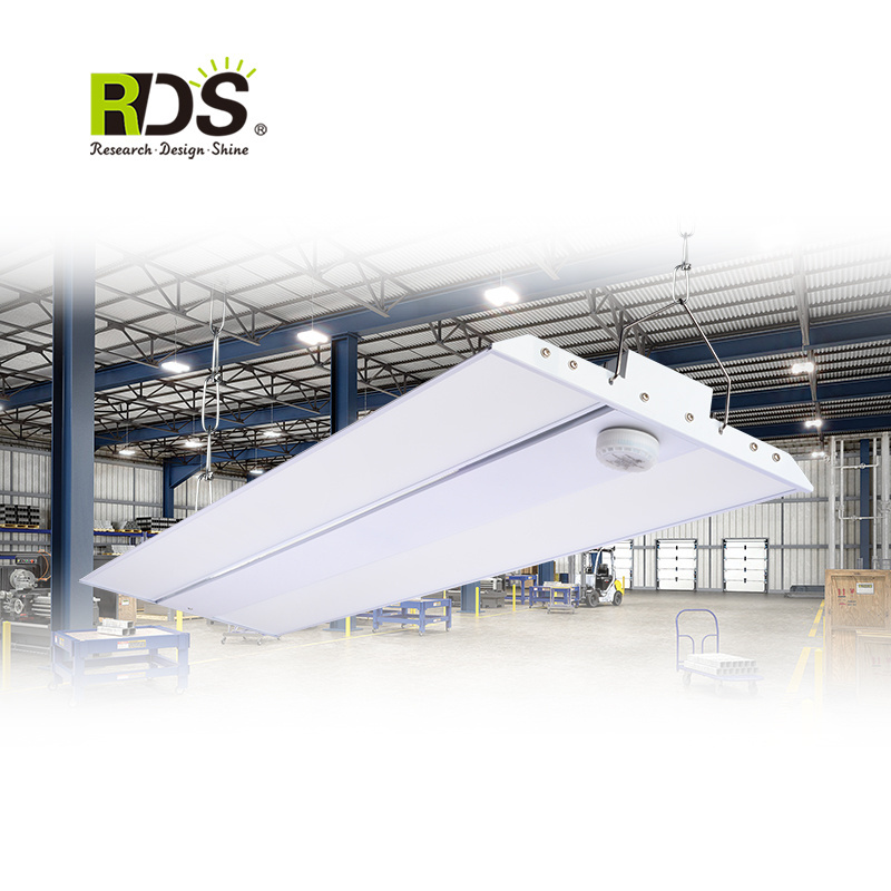 Industrial Warehouse Ceiling Fixture 2ft 120w 300w Microwave Sensor Shop Garage 4000k LED Linear High Bay Light For Gymnasium