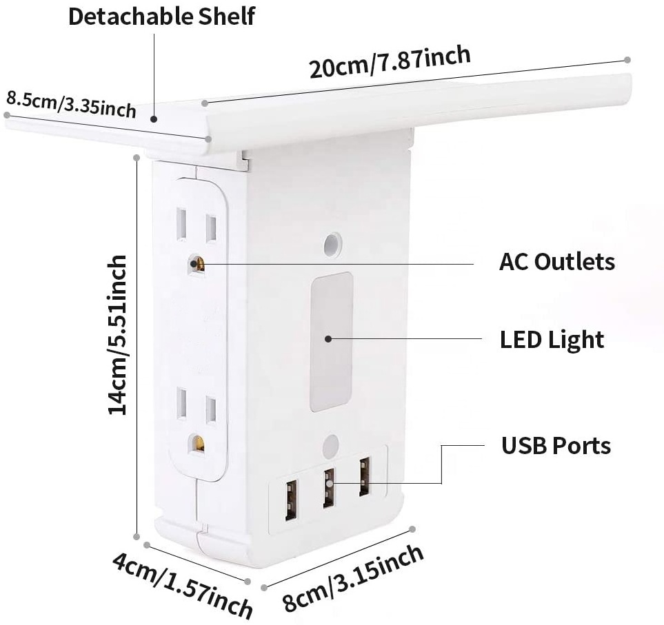 power strip surge protector night light wall socket with usb charger