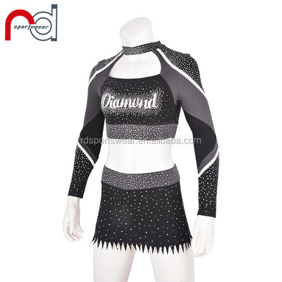 high school custom Cheer competition cheerleading uniforms long sleeves crop top cheer uniform