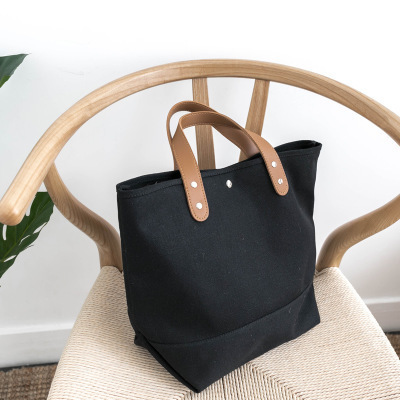 Korean style women canvas tote bag,heavy duty jute tote bag with leather strap,custom plain canvas tote bag with leather straps