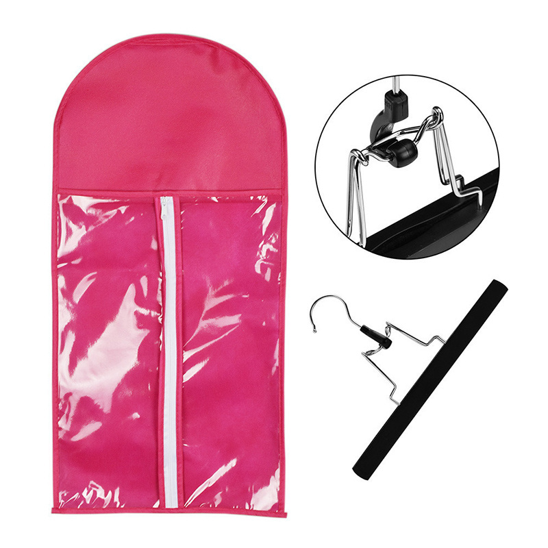 Wholesale Custom Wig Storage Bag hanger for Women,transparent Vaccum Compressed satin wig storage Bag with Hanger,Wig travel bag