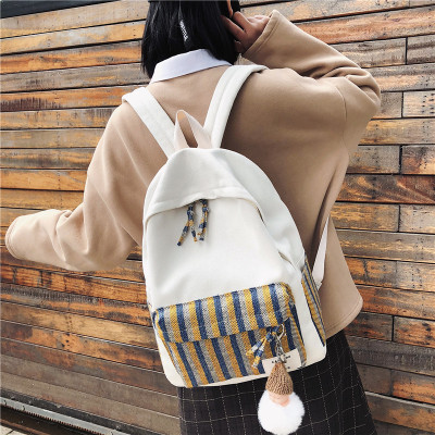 Teenage high school canvas backpack for girl,satchel mochila college style backpacks white canvas school bag