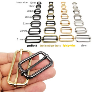 RW 13-50mm Adjuster Slide Buckle Bags Hardware Accessories Square Rectangle Tri-glide Adjust Roller Pin Buckle for Garment