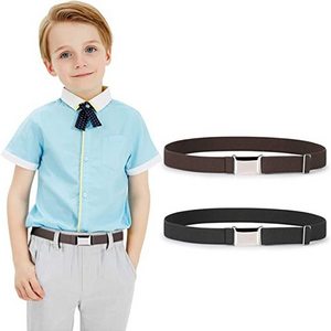 REWIN Adjustable Silver Square Buckle Elastic Belt Kids Toddler Stretch Belt for Boys and Girls