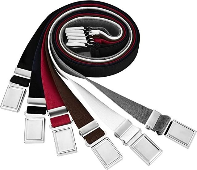 REWIN Adjustable Silver Square Buckle Elastic Belt Kids Toddler Stretch Belt for Boys and Girls