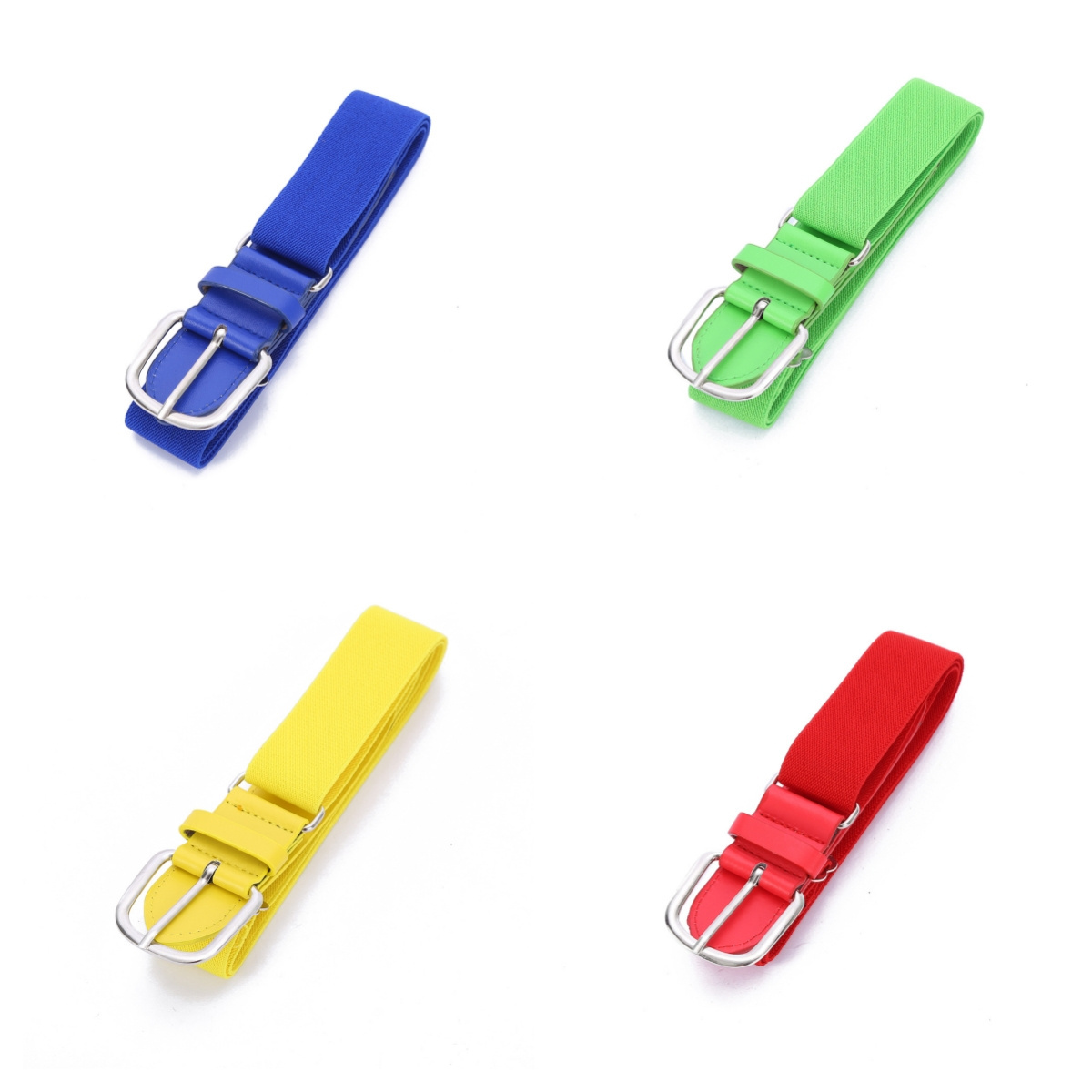 RW Fashion Pu Leather End Teens Elastic Surcingle Belt Quality Metal Buckle Kids Stretch Waist Belt For Baseball Softball Sports