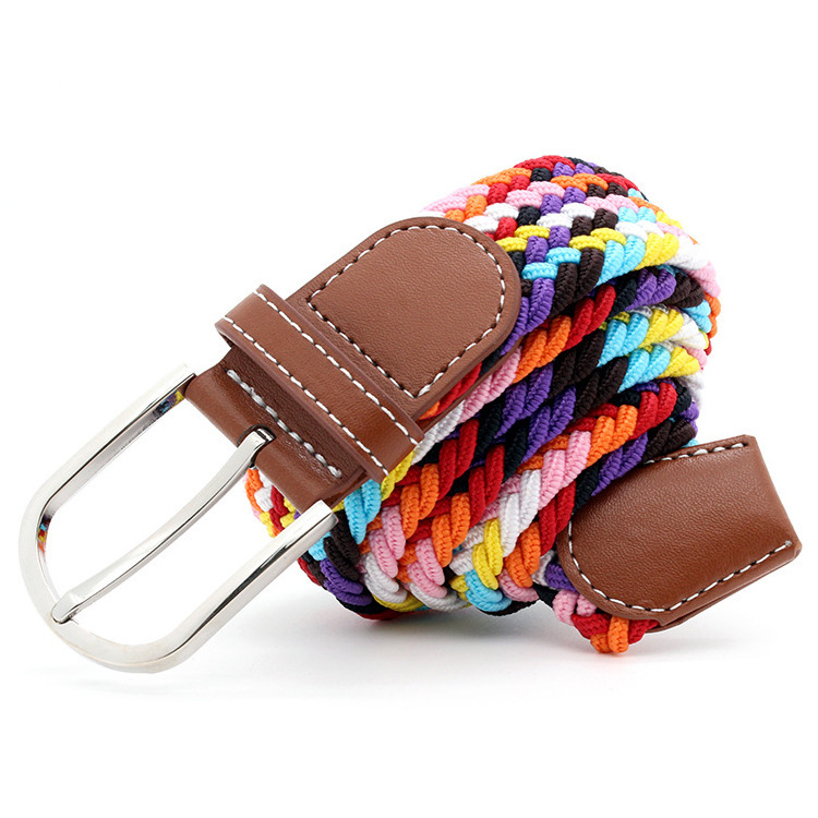 REWIN Unisex Pride Rainbow Casual Weave Fabric Web Belts Strap Multicolor Braided Canvas Woven Elastic Stretch Belts