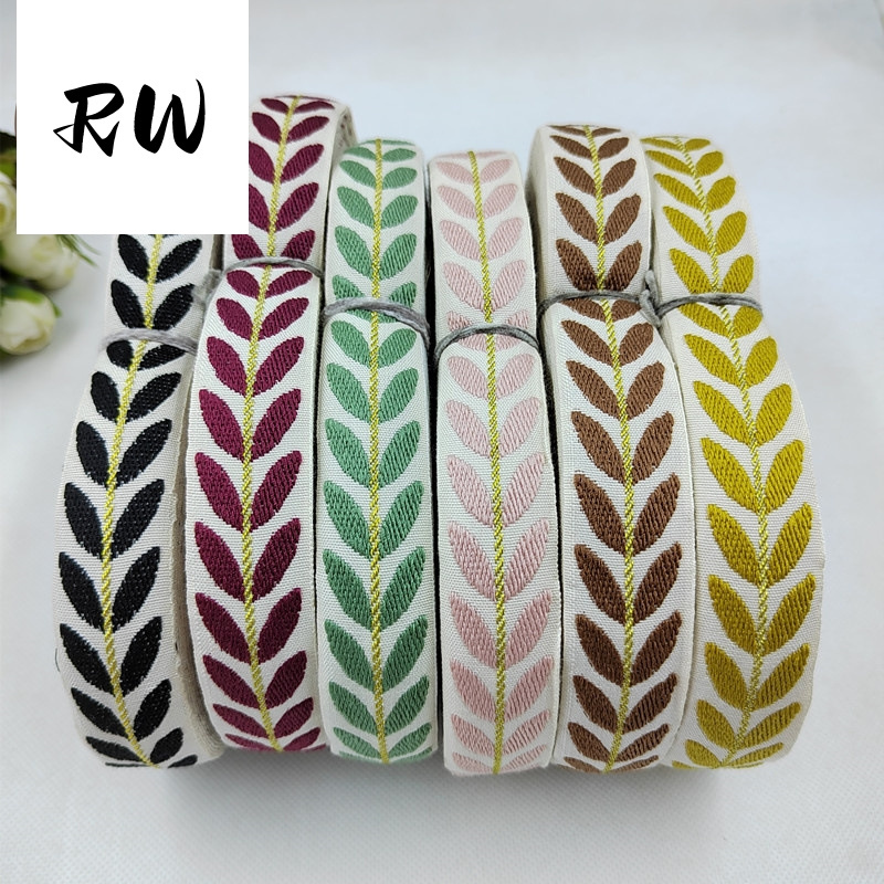 RW Hot Sale 2.5CM Wide Jacquard Embroidered Woven Polyester Webbing Bag Strap Mobile Phone Rope Strap Wrist Strap Nylon Webbing