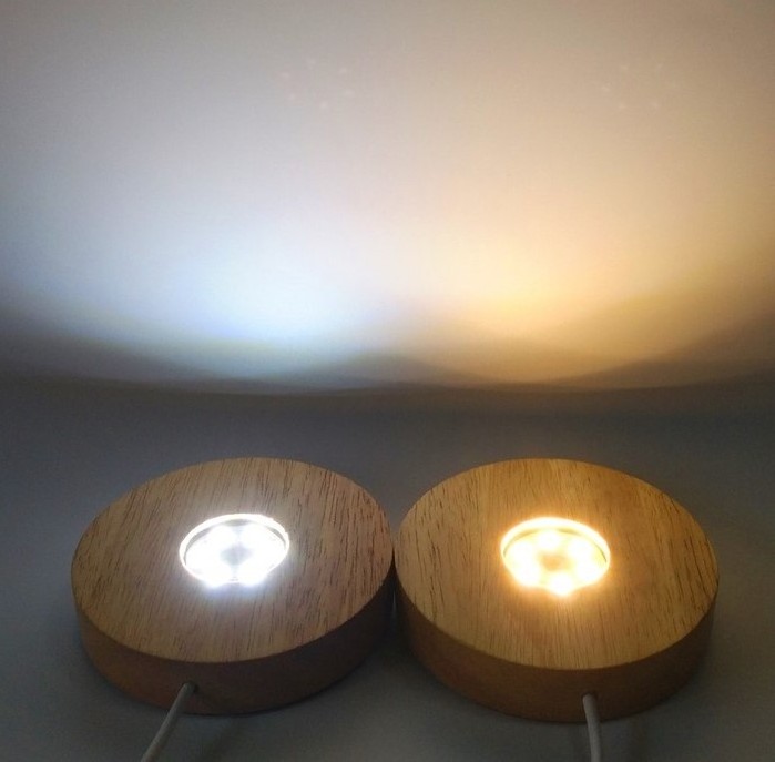 Wholesale Price High Quality 3D Led Wooden Round Base Wood Light Base Night Light Base Acrylic LED Lamp Wooden Socket