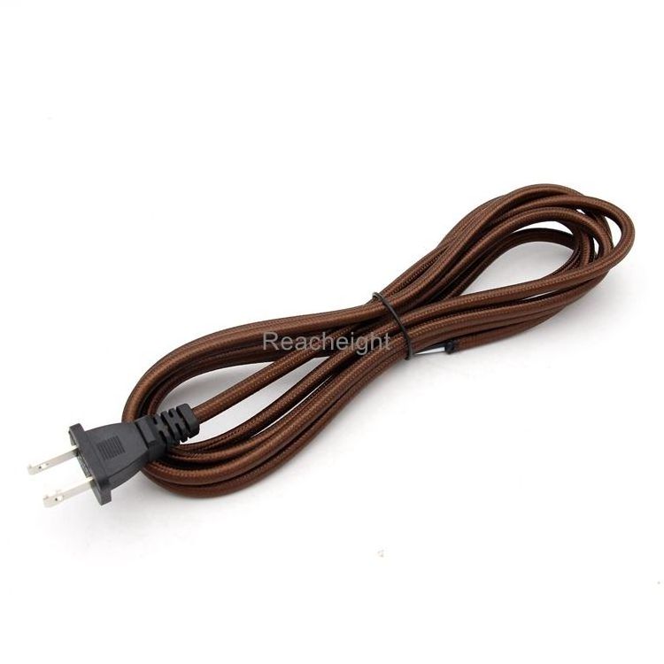 8.2ft 2/18AWG Rayon Cloth Covered Electric Lamp Cord with End Plug