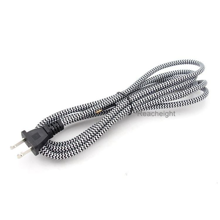 8.2ft 2/18AWG Rayon Cloth Covered Electric Lamp Cord with End Plug