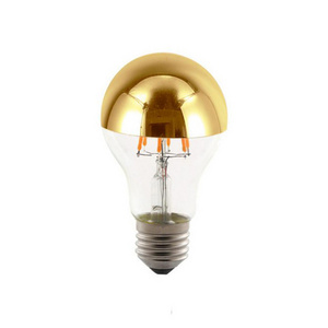 A19 A60 Gold Crown Mirror Lights Bulb Half Chrome Lights Bulb E27 LED Edison Bulb