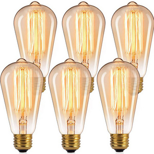 ST64 220V 40W Edison Light Bulbs Vintage Incandescent E27 Base Dimmable Decorative Antique Filament Light Bulbs