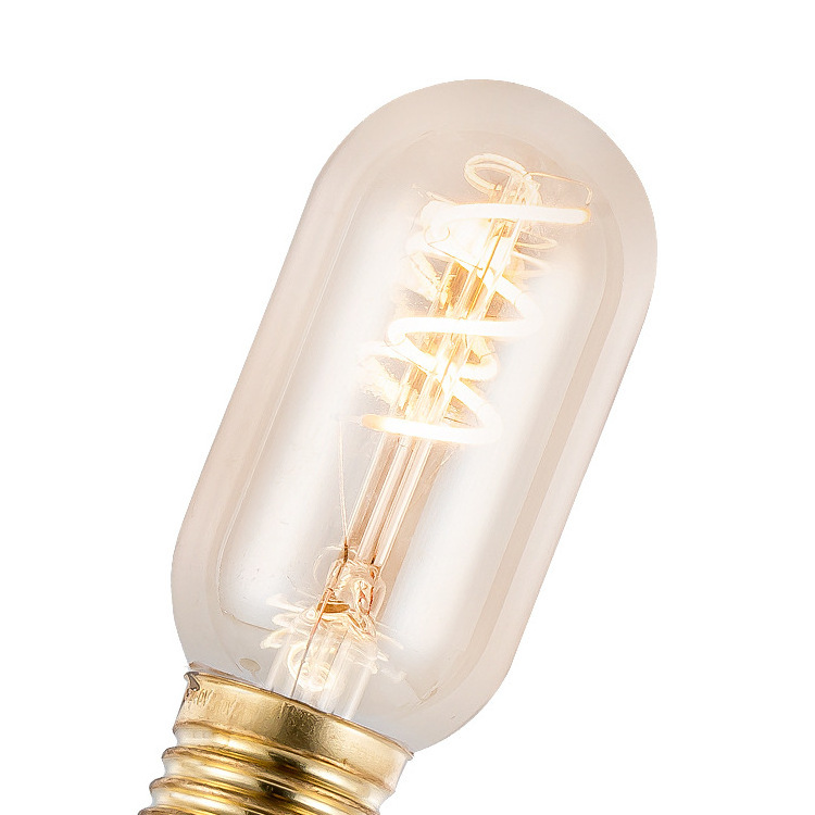 T45 3W Single Curved Glass Filament Bulb Vintage Soft flexible Led Light Bulb