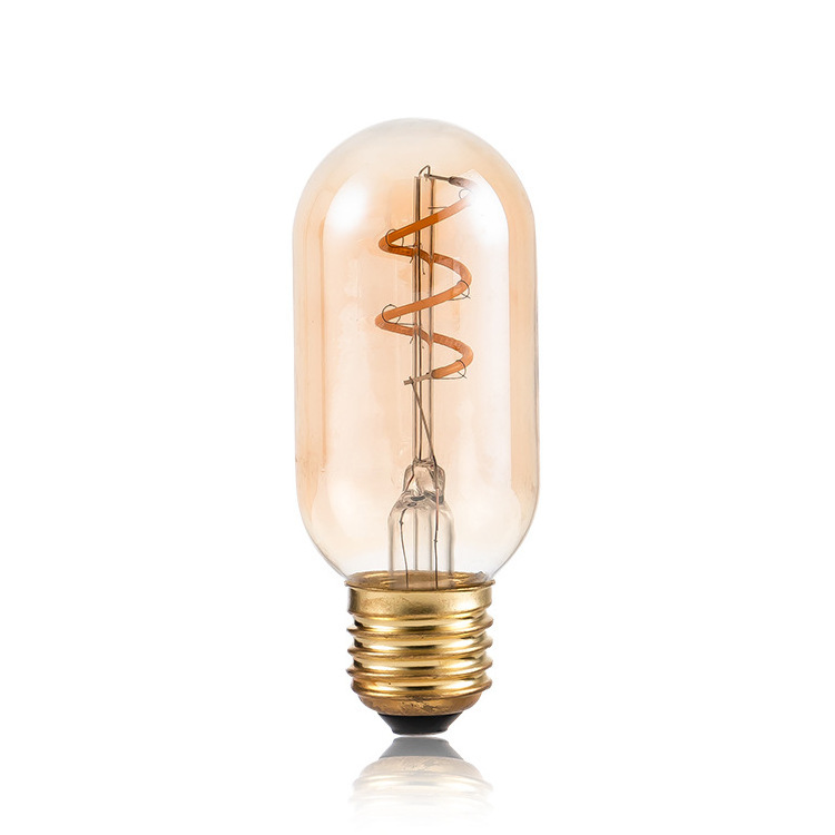 T45 3W Single Curved Glass Filament Bulb Vintage Soft flexible Led Light Bulb