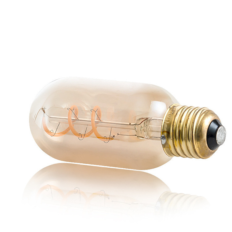 T45 3W Single Curved Glass Filament Bulb Vintage Soft flexible Led Light Bulb