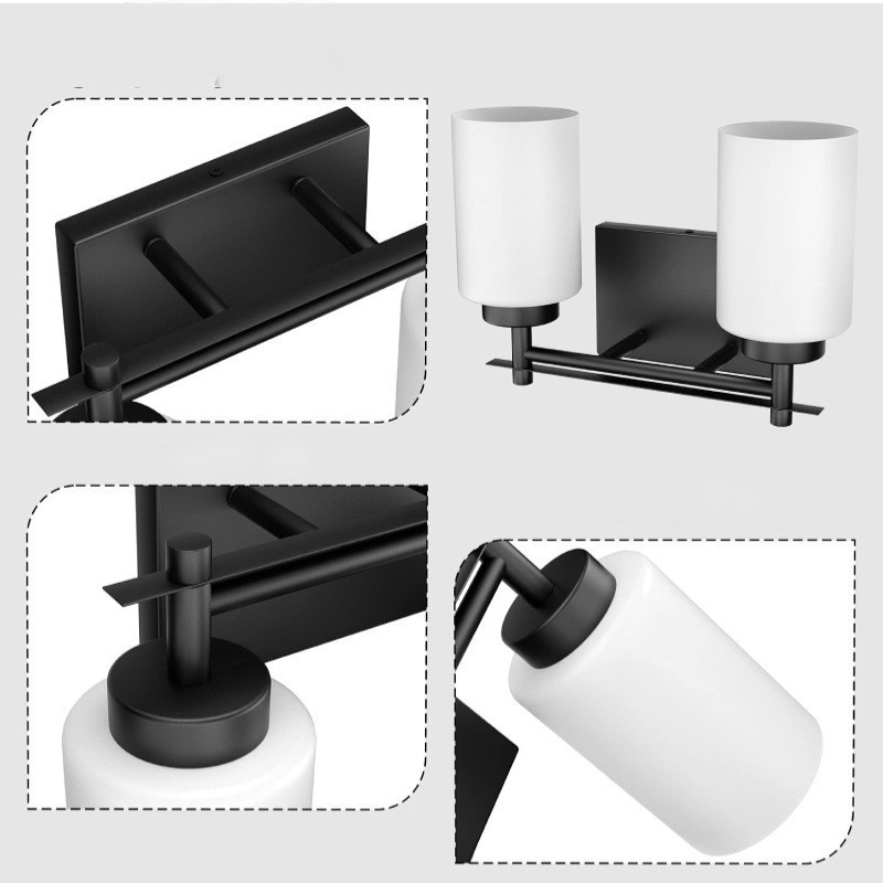 Modern Light Vanity Light Wall Sconce Lighting Fixture with cylinder Glass Shade White Finish for Bathroom