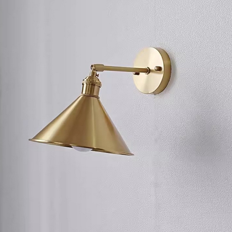 Retro Brass Wall Lamp Modern Nordic Bedside Wall Lamps Simple LED Stairway Hallway Wall Lights