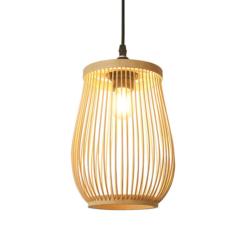 Bamboo Lantern LED Lamps Decoration Bamboo Hanging Lamp Height Adjustable Ceiling Light