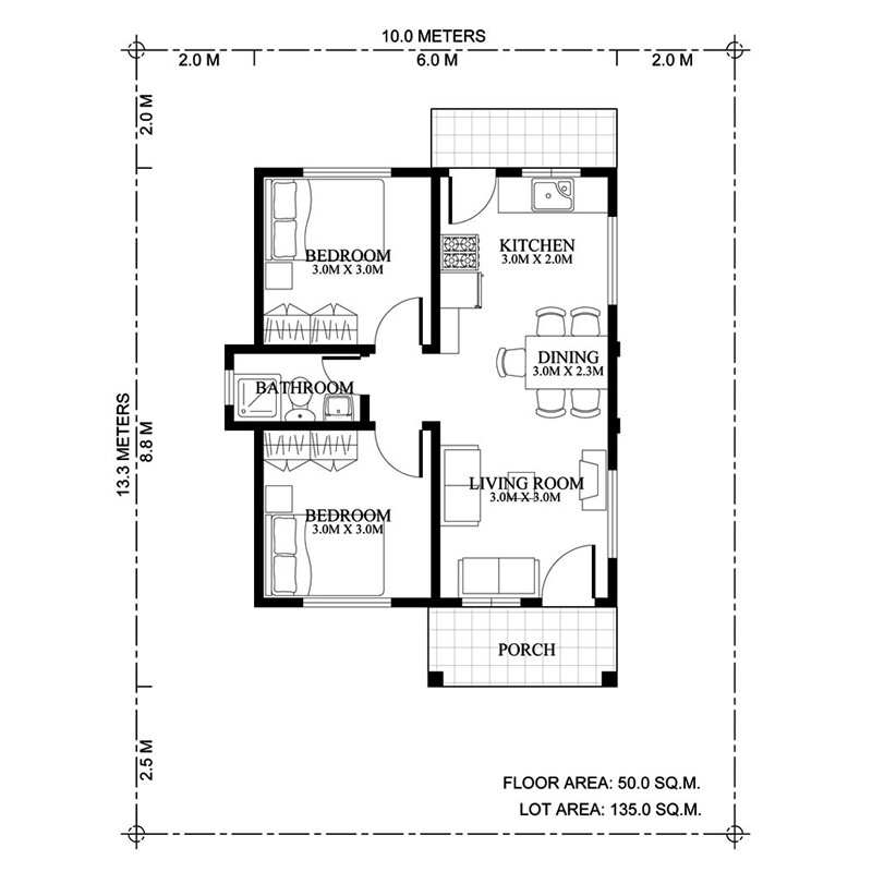 One Storey Two Bedroom Prefabricated villa Building Steel Structure Prefab House