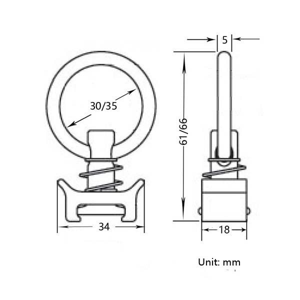 Recreational Vehicle Logistic L Track Cargo Rail Fitting Aluminum Base Single Stud Fitting with Stainless Steel O Ring