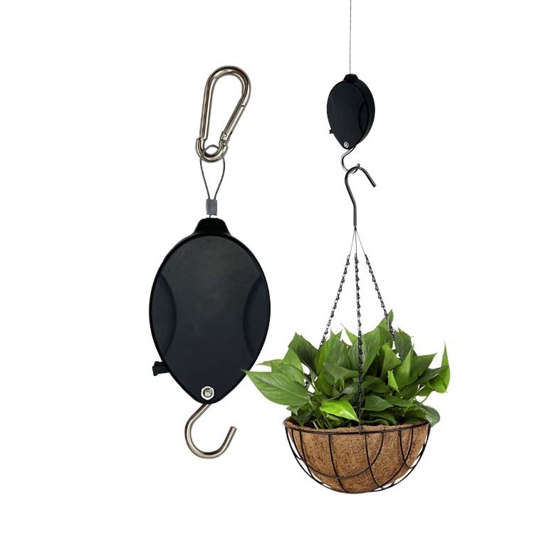 Home Garden Retractable Plant Hanging Hook Adjustable Plant Pulley Set Hook for Hanging Plants Garden Flower Baskets, Pots a