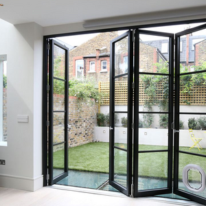 Heat Insulation with Germary Brand LSMA Handle Lock Folding Glass Doors Aluminium Bi Fold Sliding Toilet Doors