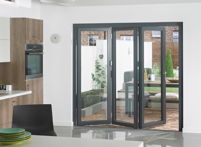 Hot Sale Australia Modern Aluminium Profile Black Folding Hardware Double Insulated Glass Bi- Folding  Door