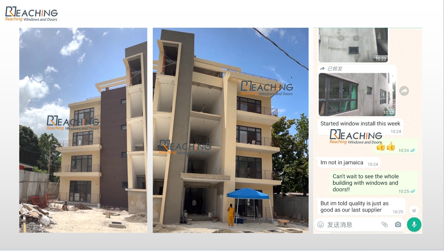 Reaching Build Overseas Project Case-Apartment in Jamaica -Aluminum fixed awning windows, casement/louver doors, ,interior doors