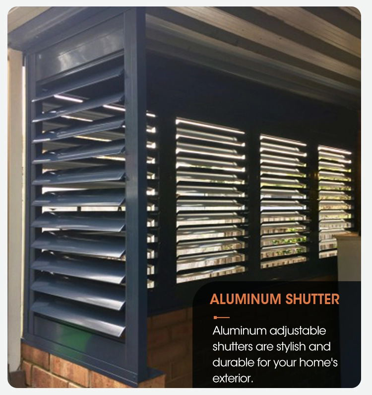 Outdoor Anti-corrosion Shutters Powder Coating Aluminum Frame Fixed Louvers