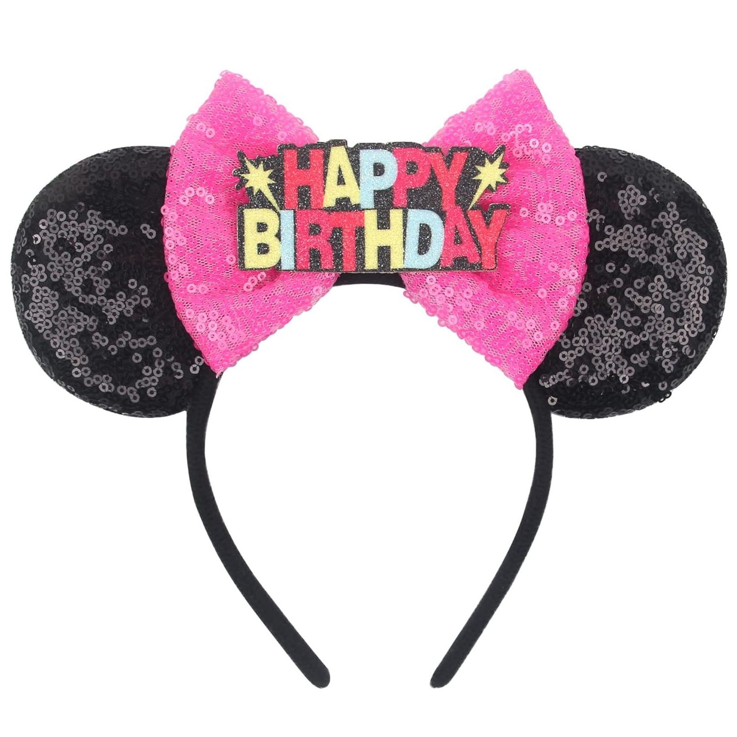 HC270 Wholesale Fashion Women Girls Hair Accessory Glitter Sequin Mouse Ears Minnie and Mickey Headband Unisex