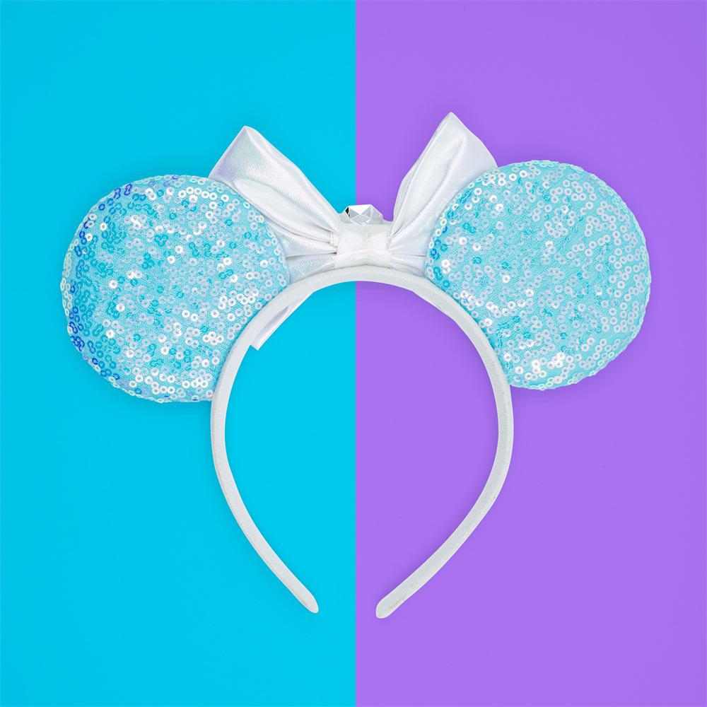 HB152 Wholesale Double Size Sequin Mouse Ears Headband Princess Elsa and Anna Hair Hoops Hairbands