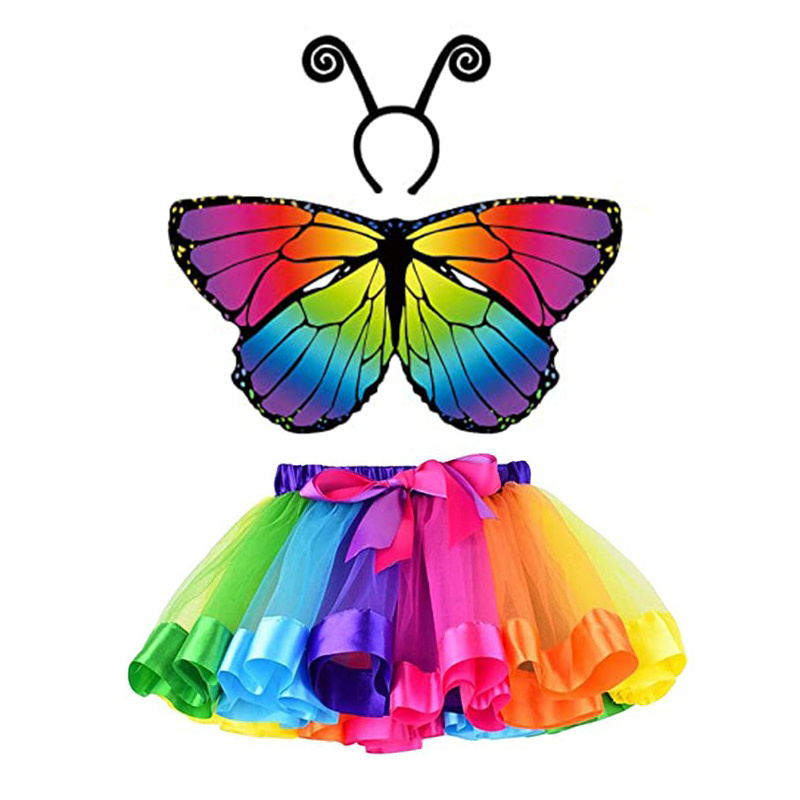 CM003 Butterfly Bees Ladybug Costume Ballet Tutu Skirt Fairy Wing and Headband for Kids Birthday Halloween Party Dress Up