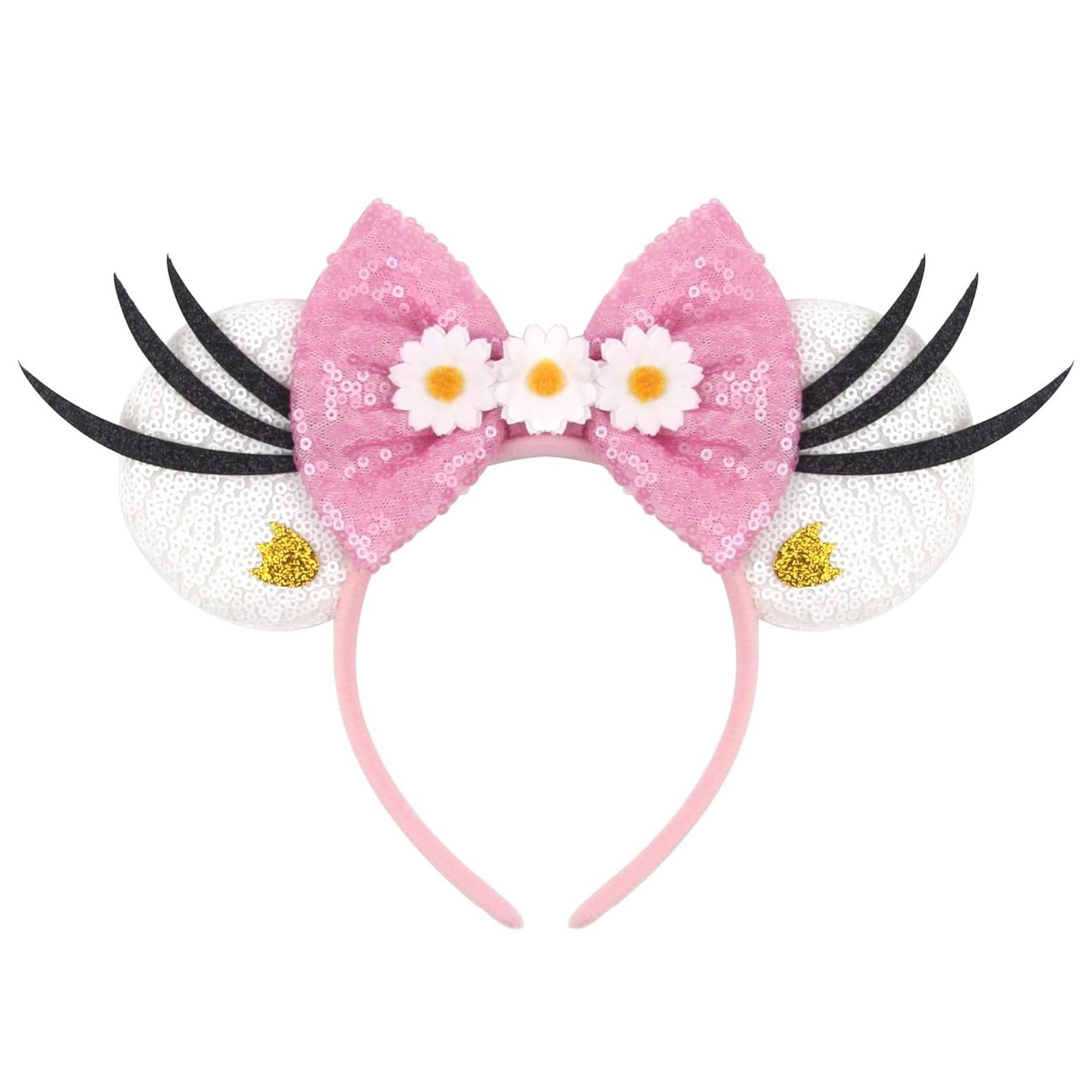 HC270 Wholesale Fashion Women Girls Hair Accessory Glitter Sequin Mouse Ears Minnie and Mickey Headband Unisex