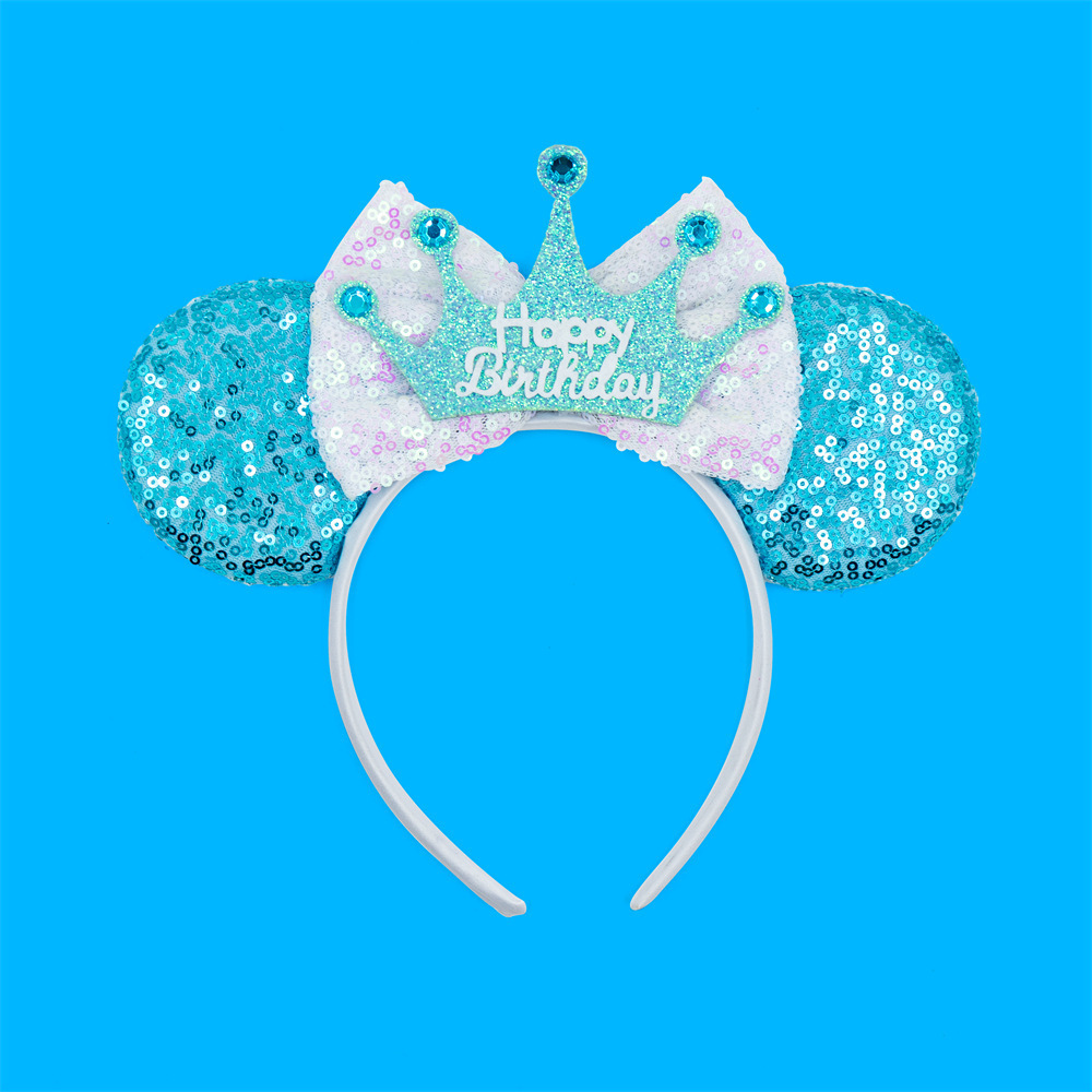 HB052 Wholesale Girls Birthday Gift Sparkly Sequin Mouse Ears Headband for Women Princess Birthday Holiday Hair Clips