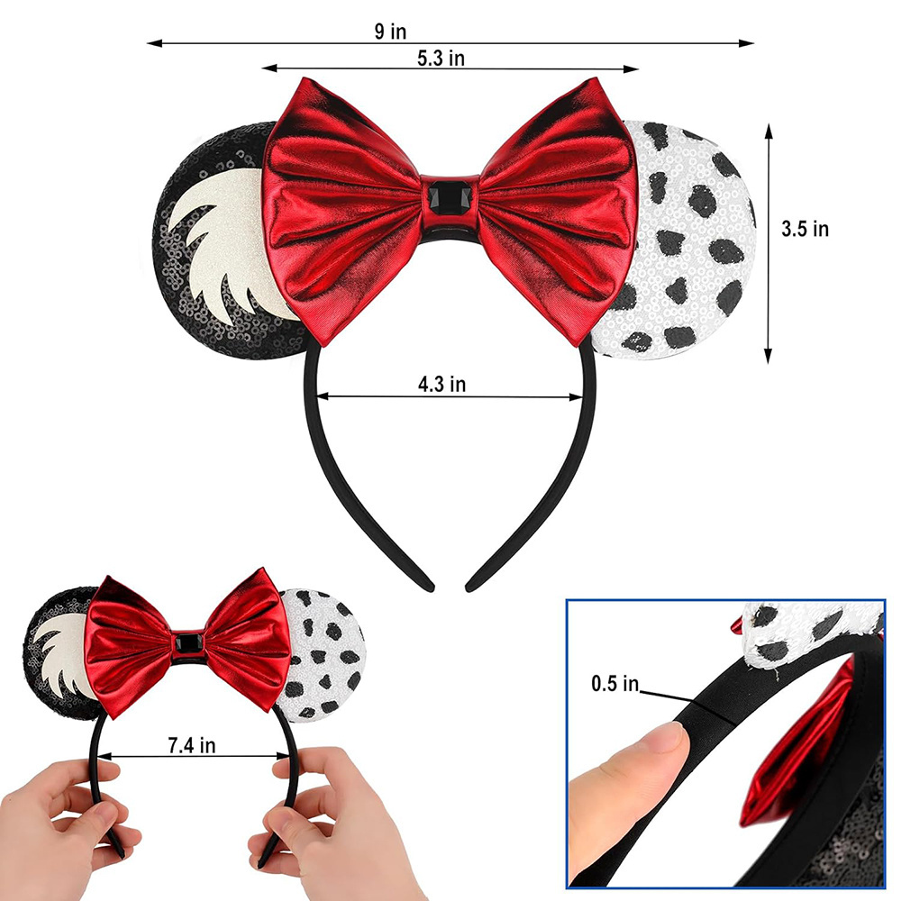 HB128 Wholesale Mouse Ears Headband Boys Girls Women Halloween Sequin Ears Hairband