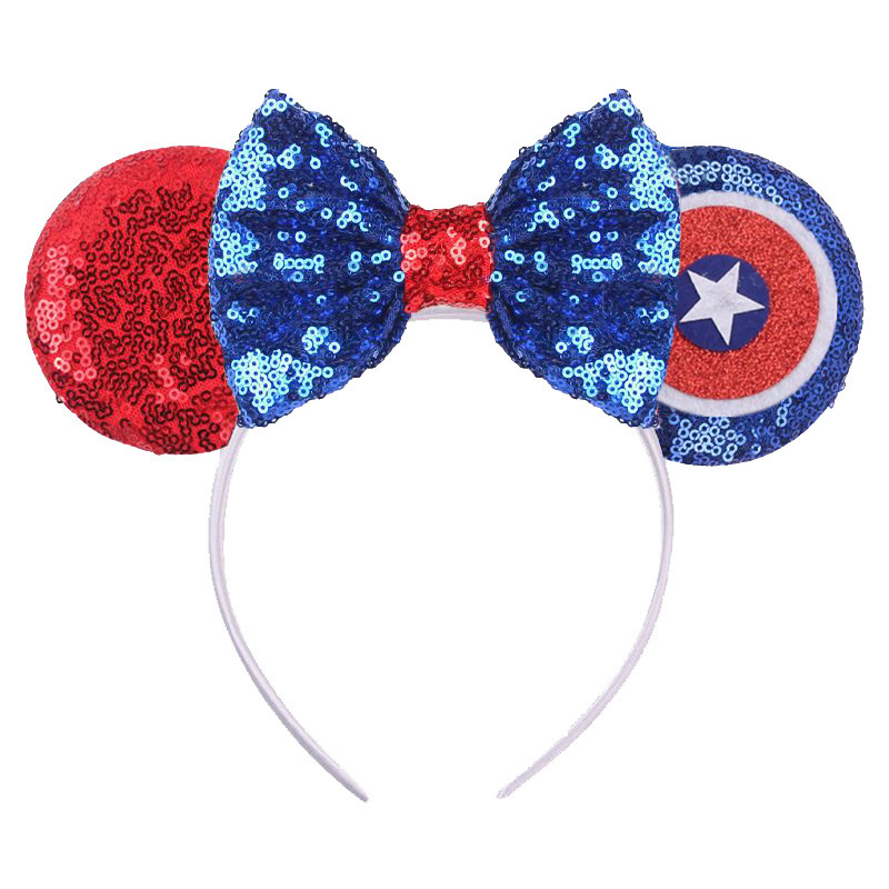 HB379 Wholesale Women Park Headbands Handmade DIY Sequin Mouse Ears Bow Hair Hoops for Children Adult Party Props