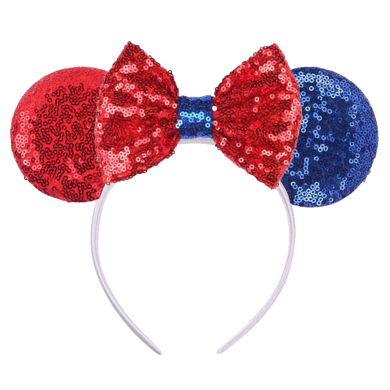 HB379 Wholesale Women Park Headbands Handmade DIY Sequin Mouse Ears Bow Hair Hoops for Children Adult Party Props