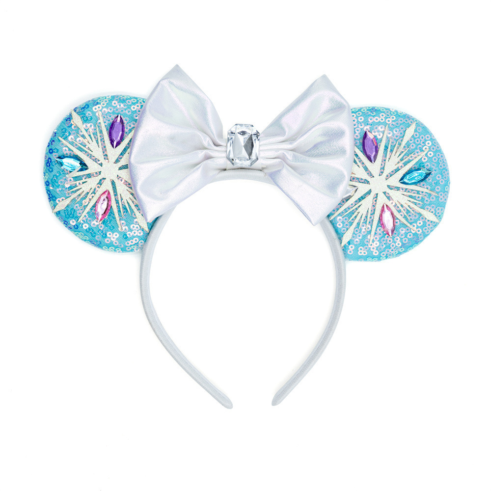 HB152 Wholesale Double Size Sequin Mouse Ears Headband Princess Elsa and Anna Hair Hoops Hairbands