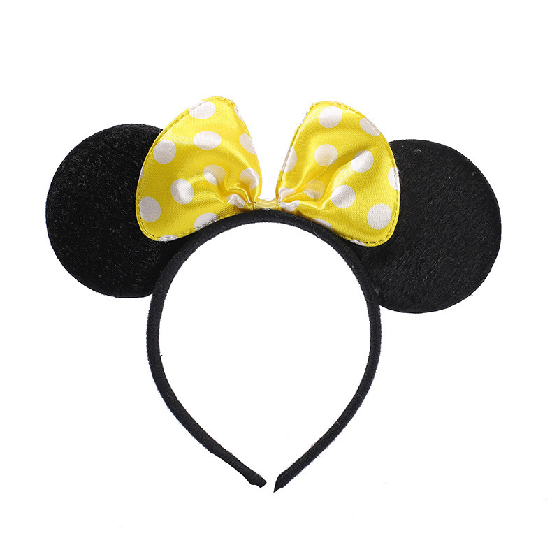 HB282 Wholesale Cheap Cartoon Mouse Ears Headbands Polka Dot Bows Ears Headbands for Girls