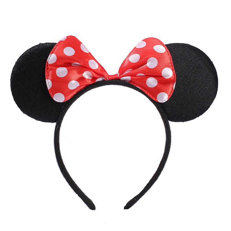 HB282 Wholesale Cheap Cartoon Mouse Ears Headbands Polka Dot Bows Ears Headbands for Girls