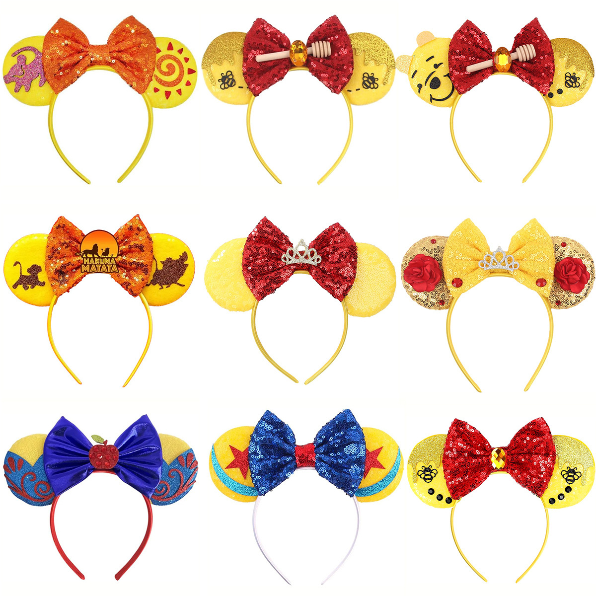 HC291 Factory Wholesale Sequin Mouse Ears Headbands Cartoon Minnie Mouse Headband for Kids Women Girls Party Hairband