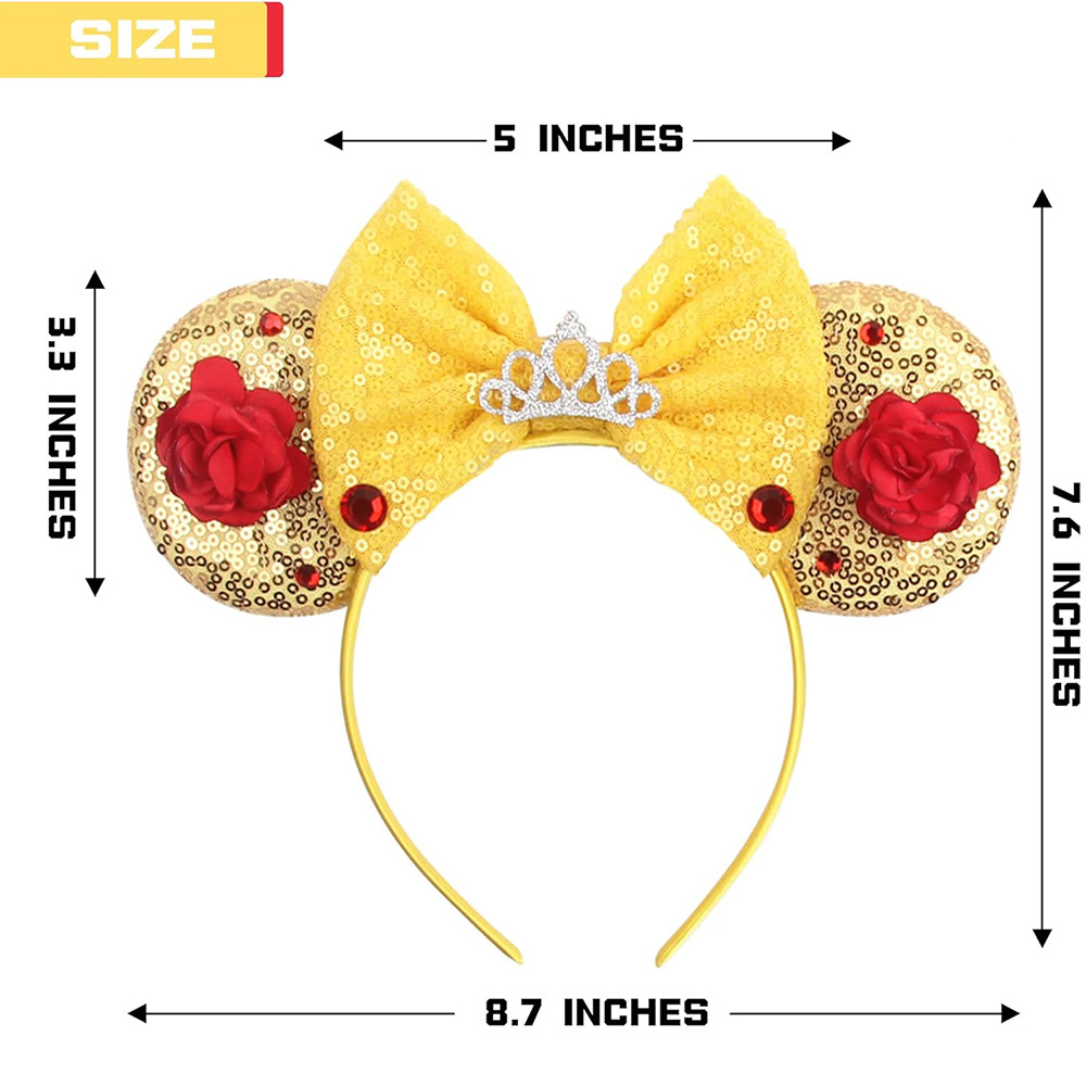 HC291 Factory Wholesale Sequin Mouse Ears Headbands Cartoon Minnie Mouse Headband for Kids Women Girls Party Hairband