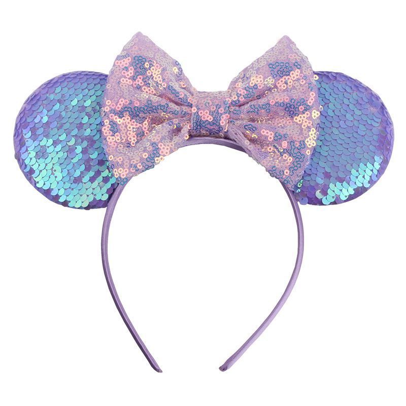 HB380 Wholesale New Shiny Party Hair Hoops Sequin Minnie Mouse Ears Headband Glitter Women Party Headbands