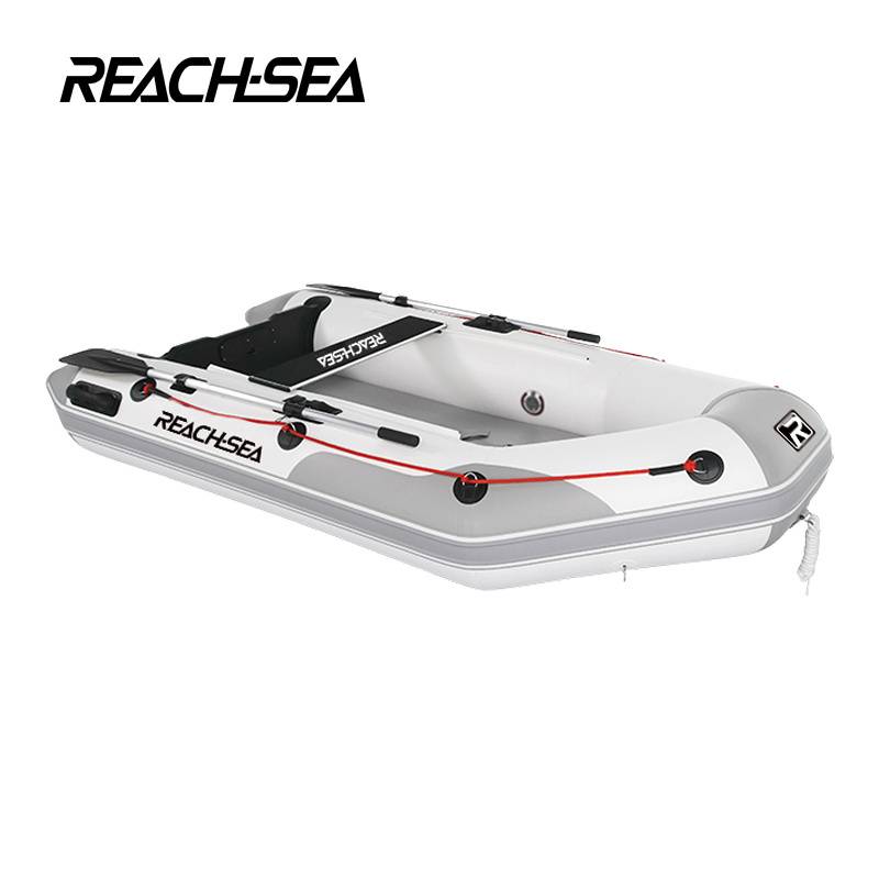 Reach-Sea Portable 9'8'' Inflatable Fishing Dinghy Boat Aluminum Alloy Floor with PVC Material for River and Lake Fishing