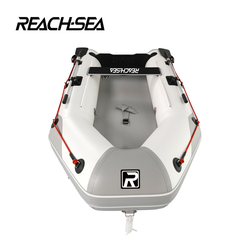 Reach-Sea Portable 9'8'' Inflatable Fishing Dinghy Boat Aluminum Alloy Floor with PVC Material for River and Lake Fishing