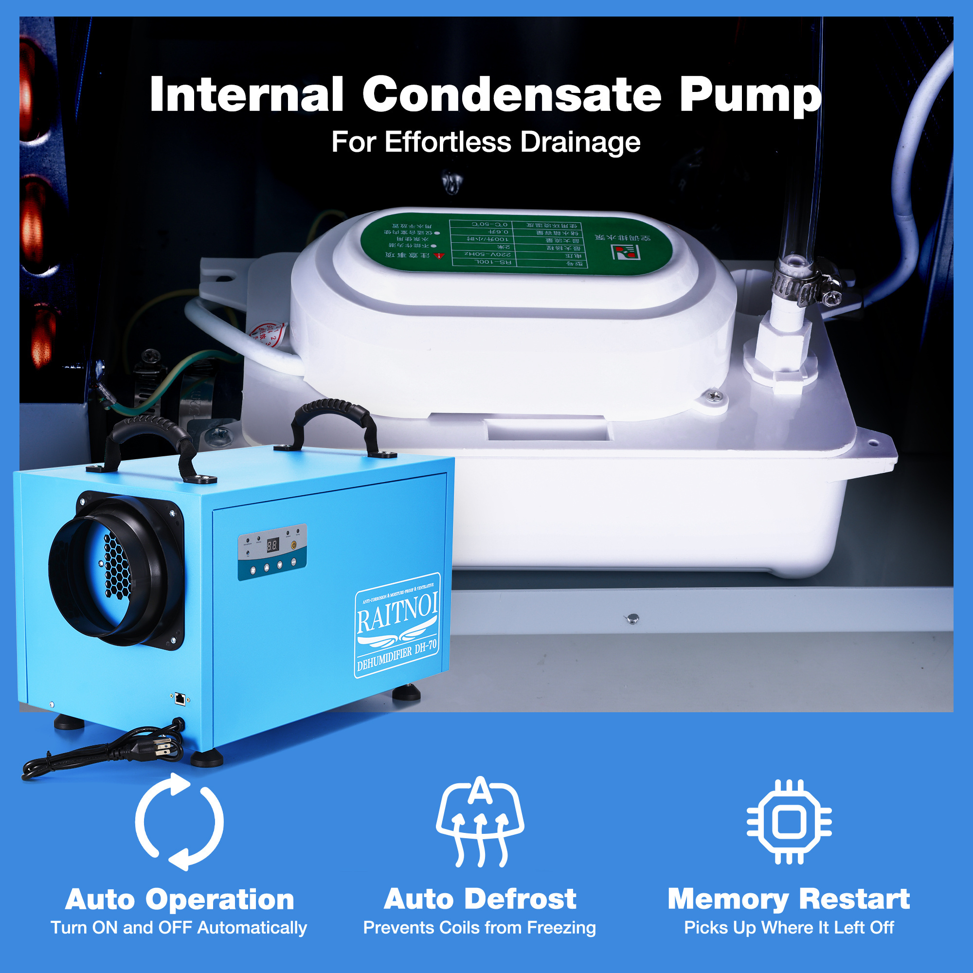 Portable dehumidifier industrial dehumidifying machine crawlspace dehumidifier commercial